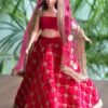 Pink and gold Indian lehenga for curvy doll