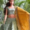 Mint green Indian festive lehenga for curvy doll