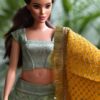 Mint green Indian festive lehenga for curvy doll