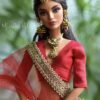 Red and gold Indian bridal lehenga for doll
