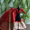 Red and gold Indian bridal lehenga for doll