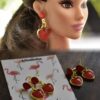 Red heart enamel earrings for doll | doll jewellery | doll earrings | set of 2