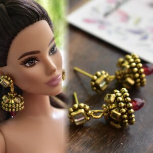 Indian jhumki earrings(red) | doll jewellery