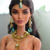 Indian bridal jewelry for doll (teal and gold)