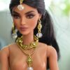 Indian bridal jewelry for doll (white and gold)
