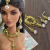 Indian bridal jewelry for doll (white and gold)