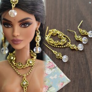 Indian bridal jewelry for doll (white and gold)