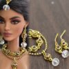 Indian bridal jewelry for doll (purple and gold)