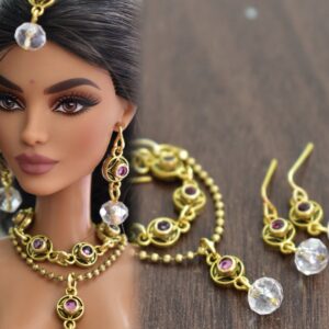 Indian bridal jewelry for doll (purple and gold)