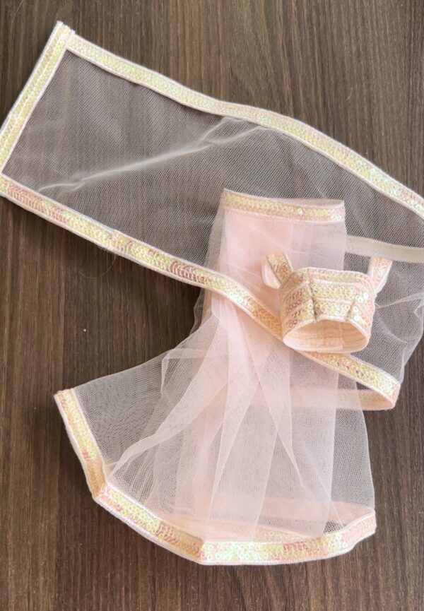 Pink tulle saree for curvy Barbie doll