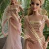 Pink tulle saree for curvy Barbie doll