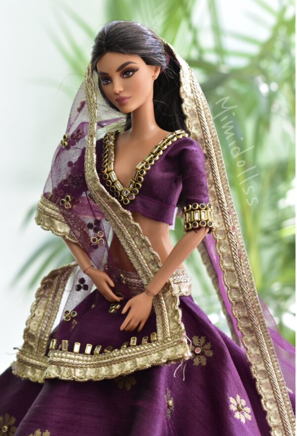 Embellished Indian bridal lehenga (wine)