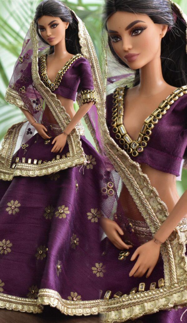 Embellished Indian bridal lehenga (wine)