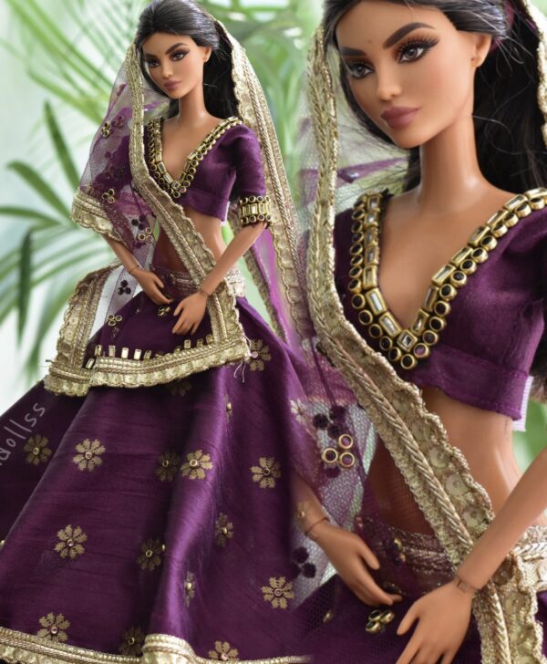 Embellished Indian bridal lehenga (wine)