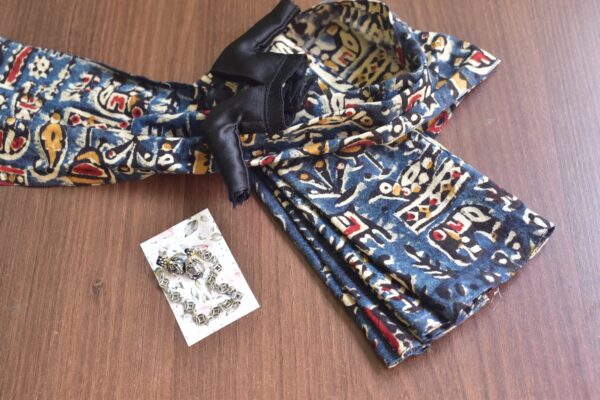 Indian Block printed Kalamkari saree with accessories for Barbie doll