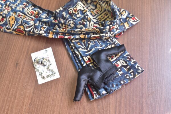 Indian Block printed Kalamkari saree with accessories for Barbie doll