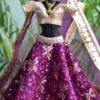 Wine and gold bridal lehenga for Barbie doll