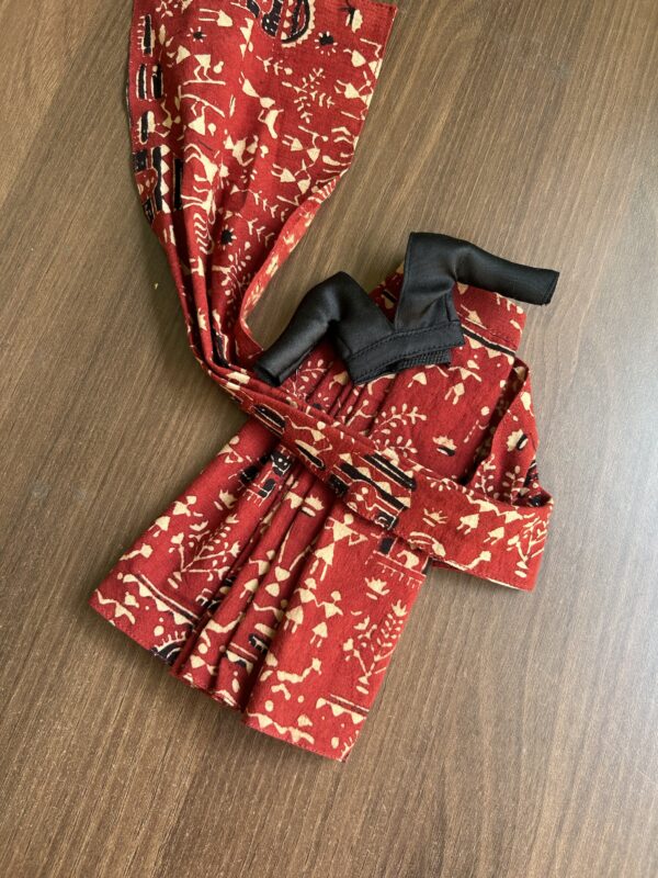 Indian block printed kalamkari saree with accessories for Barbie doll