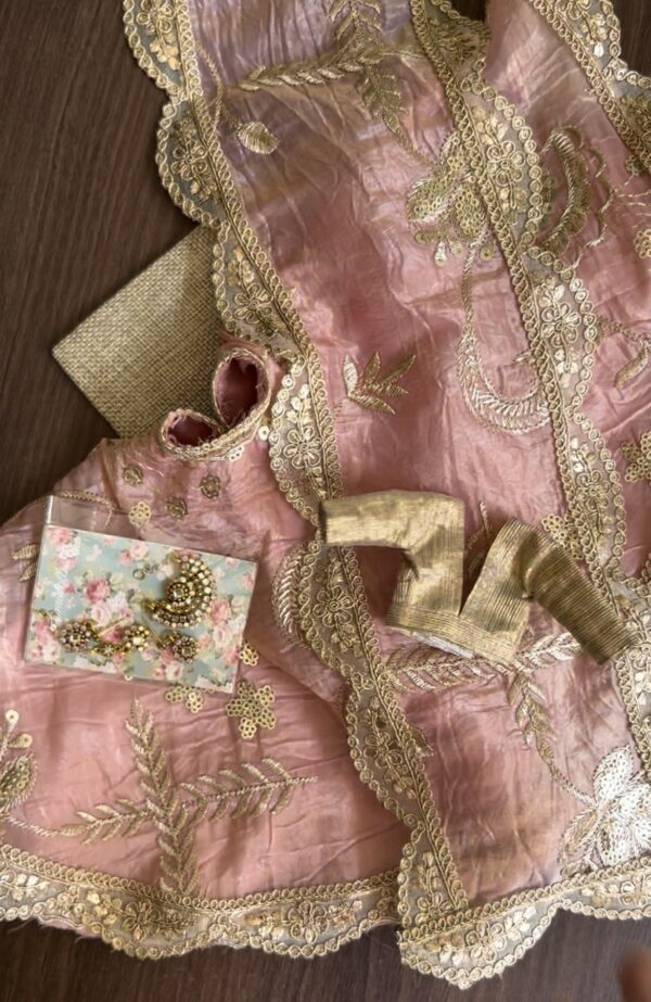 Pink and gold embroidered bridal lehenga for Barbie doll