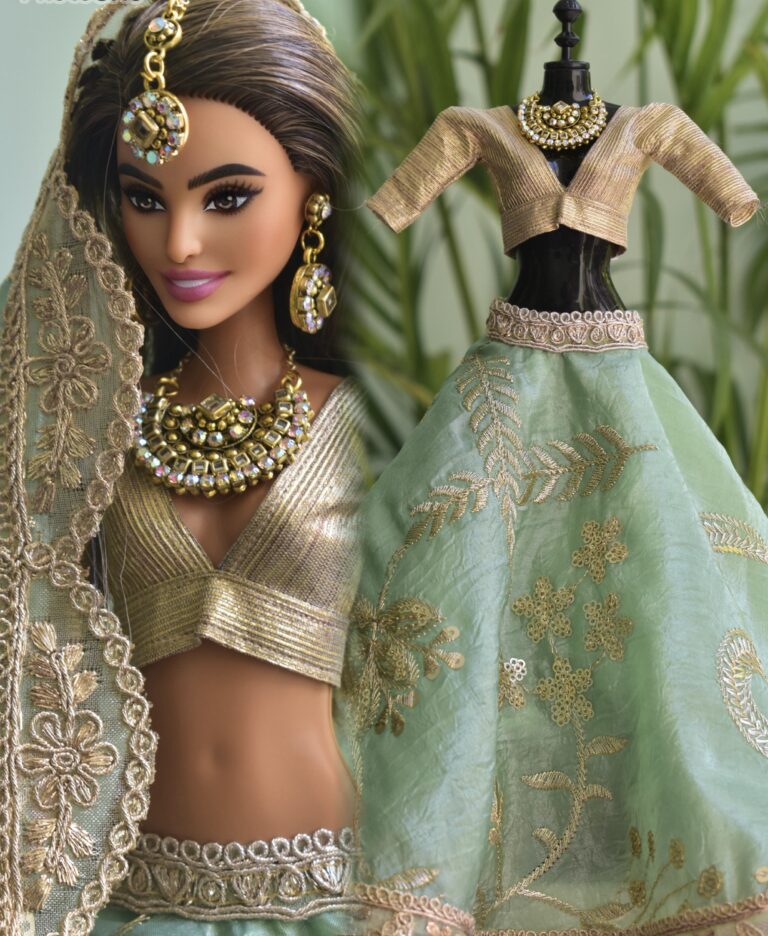 Maroon Embroidered Barbie Style Bridal Lehenga Choli Dupatta Set main image 1