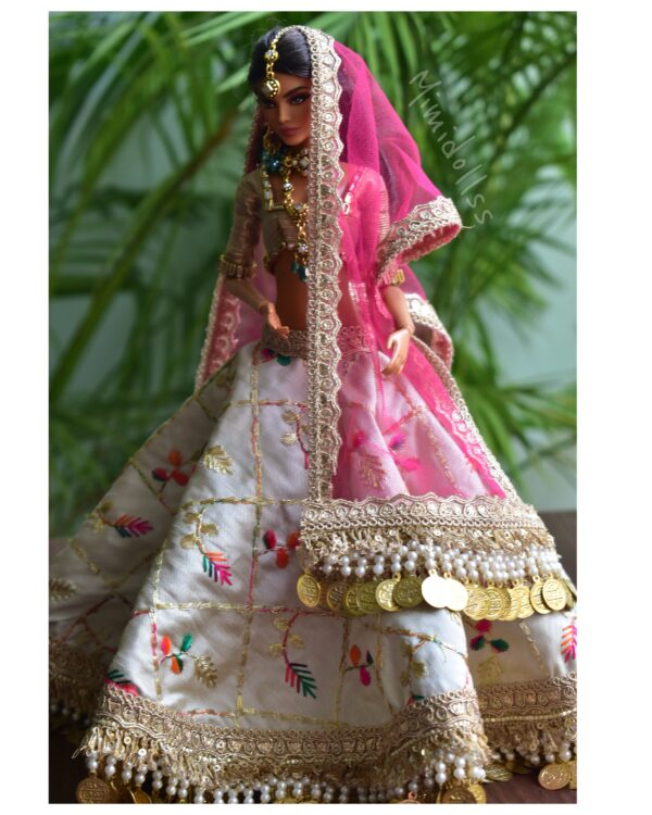 Heavily embellished Indian wedding lehenga for Barbie doll