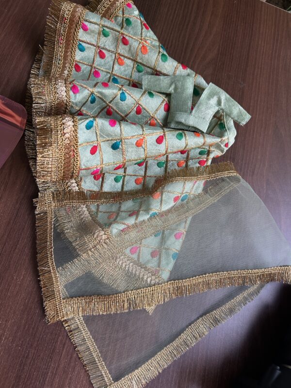 Mint green gold lehenga for Barbie doll