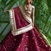 Maroon and gold bridal lehenga for Barbie doll