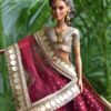 Maroon and gold bridal lehenga for Barbie doll