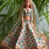 Mint green gold lehenga for Barbie doll