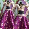 Wine and gold bridal lehenga for Barbie doll