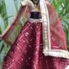 Maroon and gold bridal lehenga for Barbie doll