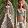 Mint green gold lehenga for Barbie doll