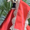 Red and gold festive lehenga for Barbie doll
