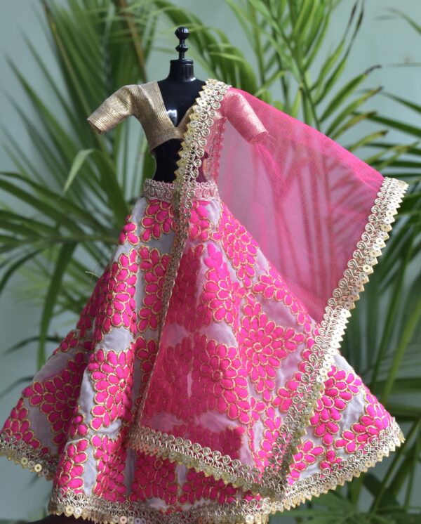 Pink and gold lehenga for Barbie doll