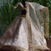 Beige and gold lehenga for Barbie doll