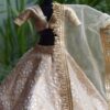 Beige and gold lehenga for Barbie doll