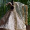 Beige and gold lehenga for Barbie doll