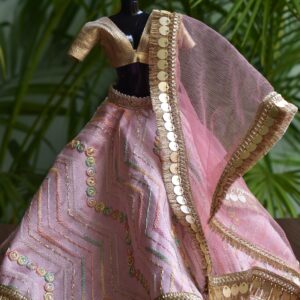 Blush pink and gold lehenga for Barbie doll