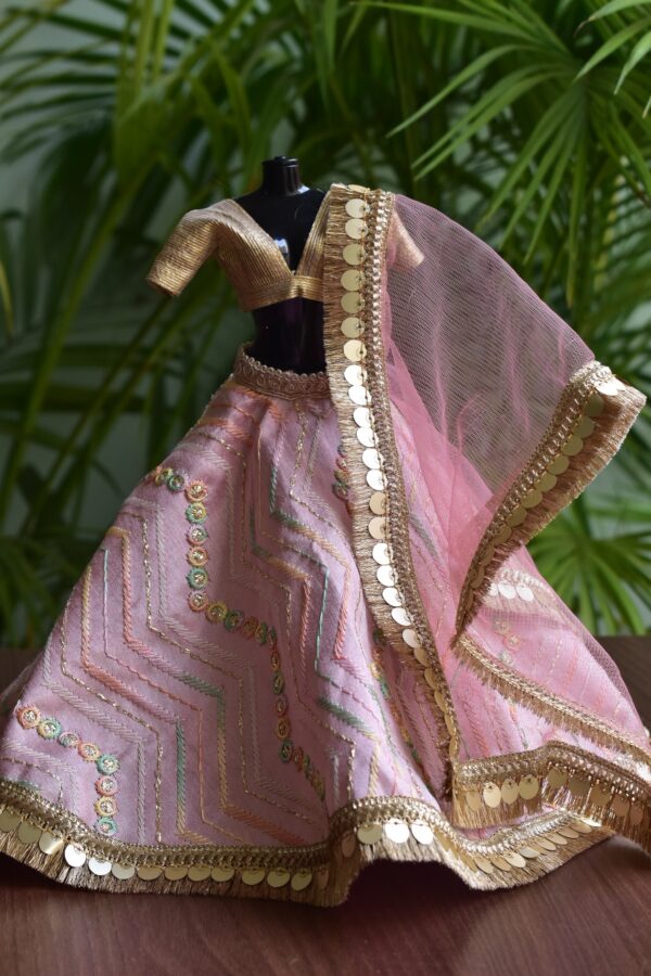 Blush pink and gold lehenga for Barbie doll