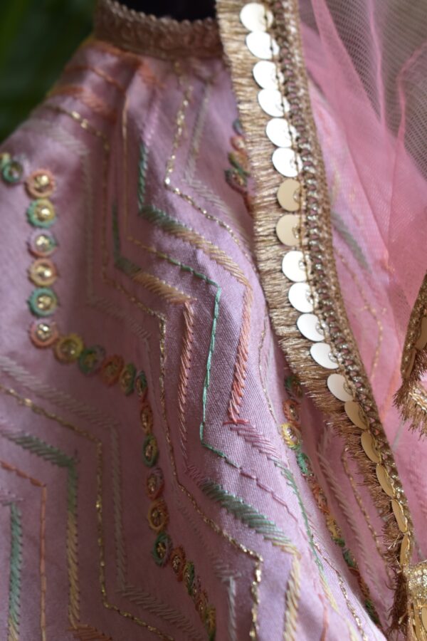 Blush pink and gold lehenga for Barbie doll