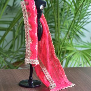 Pink and gold bridal shawl for Barbie doll