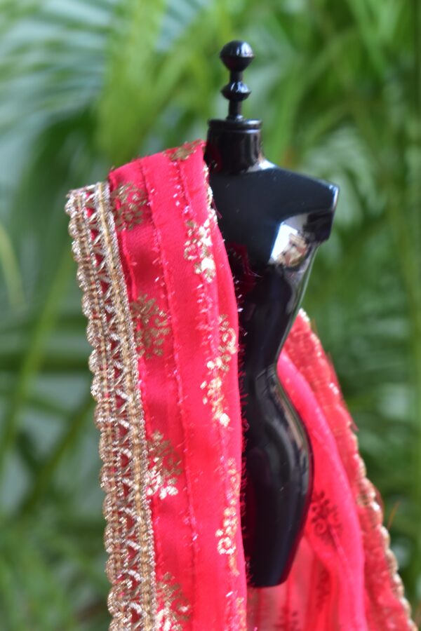 Pink and gold bridal shawl for Barbie doll
