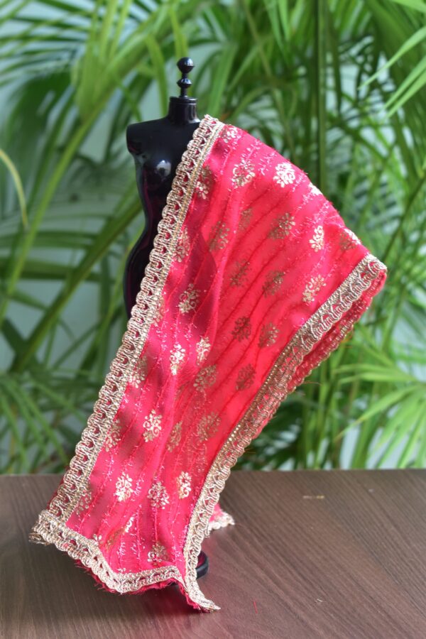Pink and gold bridal shawl for Barbie doll