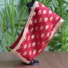 Maroon and gold bridal shawl for Barbie doll