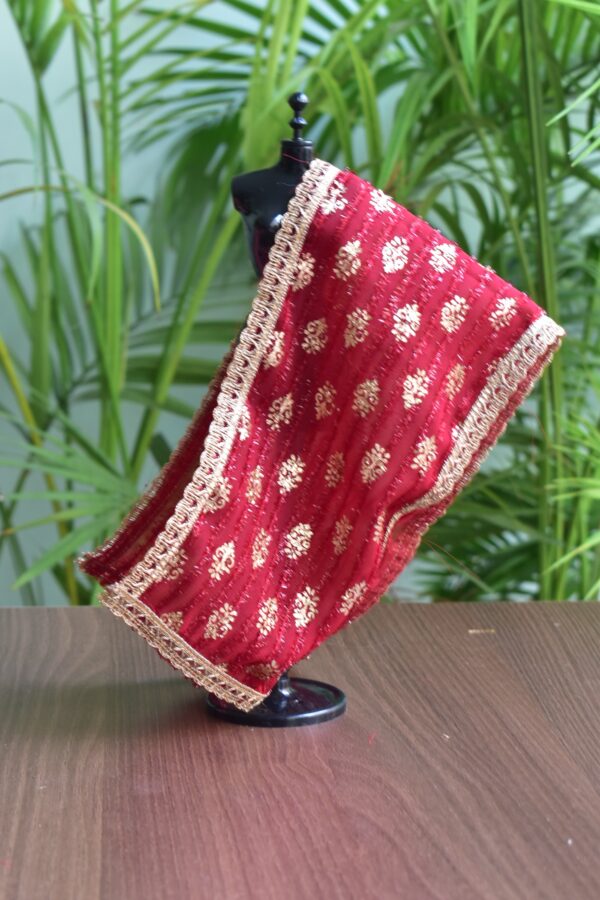Maroon and gold bridal shawl for Barbie doll