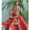 Red and gold bridal lehenga for Barbie doll
