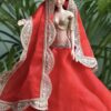 Red and gold festive lehenga for Barbie doll
