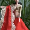 Red and gold festive lehenga for Barbie doll