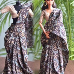 Indian block printed saree for Barbie doll