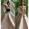 Embroidered beige lehenga with accessories for Barbie doll